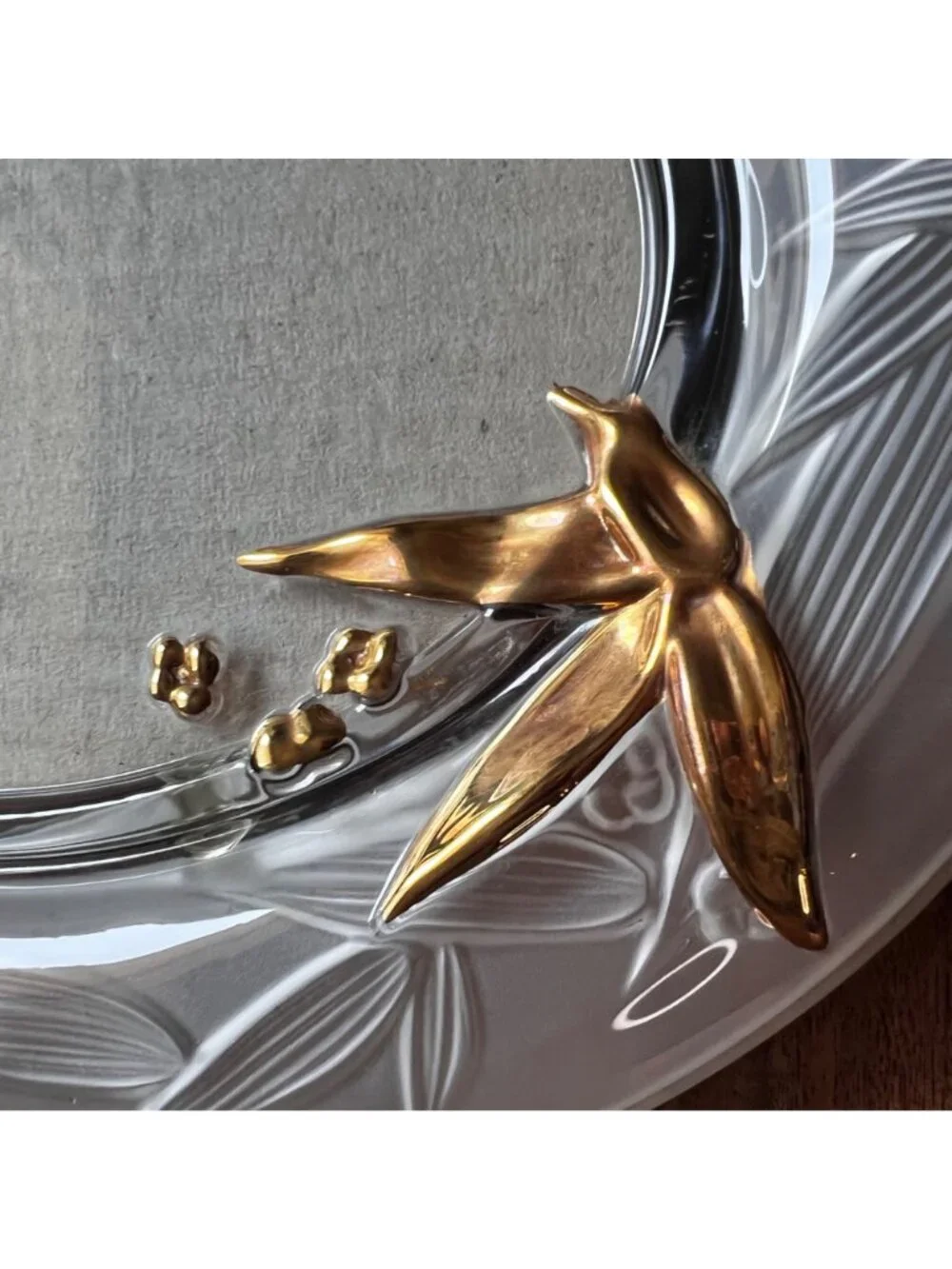 Vintage Bird of Paradise Mikasa Crystal Oval Photo Frame